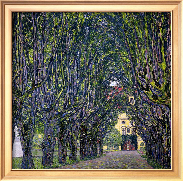 TREE LINED ROAD LEADING TO THE MANOR HOUSE AT KAMMER, UPPER AUSTRIA, 1912 - Gustav Klimt Paintings